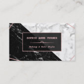 Stijlvolle zwarte witte marmeren roze gouden visag visitekaartje (Voorkant)