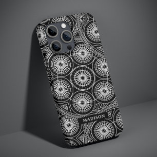 Stijlvolle zwarte witte moderne Mandala Patroonnaa Case-Mate iPhone 14 Hoesje