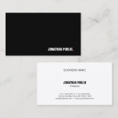 Stijlvolle zwarte witte, moderne, minimale Sjabloo Visitekaartje (Voorkant / Achterkant)