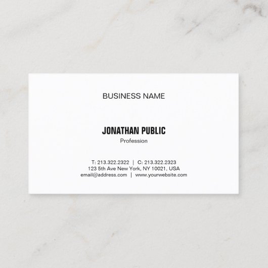 Stijlvolle zwarte witte, moderne, minimale Sjabloo Visitekaartje (Achterkant)