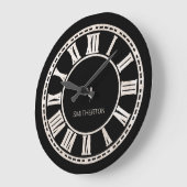 Stijlvolle zwarte witte Romeinse Numerieke Naam Grote Klok (Hoek)