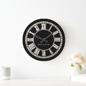 Stijlvolle zwarte witte Romeinse Numerieke Naam Grote Klok (Huis)
