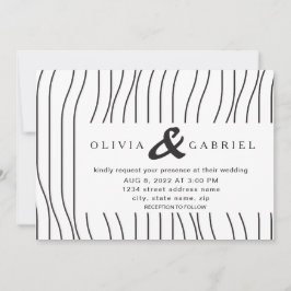 Stijlvolle zwarte witte strepen. Moderne bruiloft Kaart