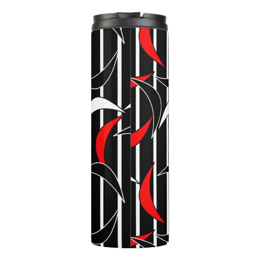 Stijlvolle zwarte witte strepjes Tumbler Thermosbeker (Achterkant)