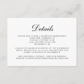 Stijlvolle zwarte witwaswedstrijd - Details Informatiekaartje (Voorkant)