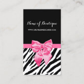 Stijlvolle zwarte zebra print Girly Hot Pink Ribbo Visitekaartje (Voorkant)