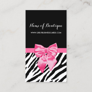 Stijlvolle zwarte zebra print Girly Hot Pink Ribbo Visitekaartje
