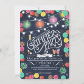 Stijlvolle zwarte zomerfeest Lampions Uitnodiging (Voorkant)