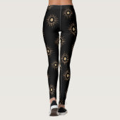 Stijlvolle zwarte zon burst patroon leggings (Achterkant)