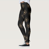 Stijlvolle zwarte zon burst patroon leggings (Links)