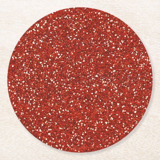    StijlvolRed Glitter Ronde Kartonnen Onderzetter (Voorkant)