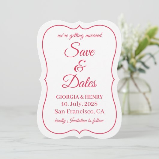 STIJLVOOL EENVOUDIG MODERN MINIMALISCH WIT & WARM SAVE THE DATE (Staand voorkant)