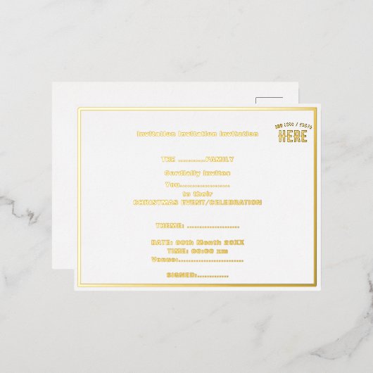 STIJLVOOL MODERN AANPASBAAR WIT GECERTIFICEERD MER FOLIE UITNODIGING BRIEFKAART (Voorkant / Achterkant)