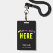 STIJLVOOL MODERN AANPASBAAR ZWART GECERTIFICEERD M BADGE (Voorzijde met lanyard)