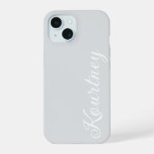 STIJLVOOL MODERN ELEGANT AANGEPASTE NAAM LICHT GRI iPhone 15 CASE (Achterkant)
