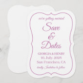 STIJLVOOLD EENVOUDIG MODERN MINIMALISCH WIT & LAVE SAVE THE DATE (Voorkant / Achterkant)