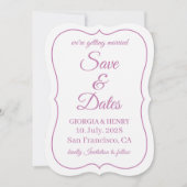 STIJLVOOLD EENVOUDIG MODERN MINIMALISCH WIT & LAVE SAVE THE DATE (Voorkant)