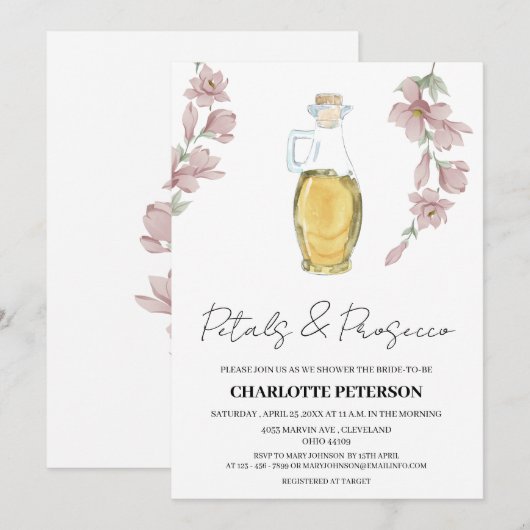 stijlvoorbeelden en Prosecco-Vrijgezellenfeest Kaart (Voorkant / Achterkant)