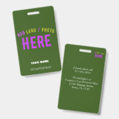 STIJLVOUDIG MODERN AANGEPAST BOSGROEN GECERTIFICEE BADGE (Voor- en achterkant)