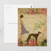  stijlvrouw en hond French Carte Postale Briefkaart (Voorkant / Achterkant)