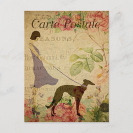  stijlvrouw en hond French Carte Postale Briefkaart