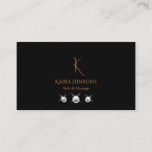 Stijlzwart met monogram en juwelen Modern Cool Visitekaartje (Voorkant)