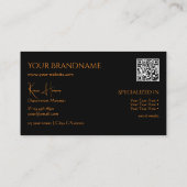 Stijlzwart met monogram QR-code en juwelen Visitekaartje (Achterkant)