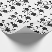 stijlzwarte bloemen cadeaupapier (Hoek)