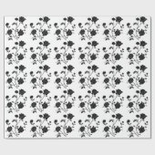 stijlzwarte bloemen cadeaupapier (Vlak)