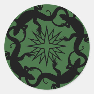 Stikkers van hagedis met oprolmechanisme ronde sticker