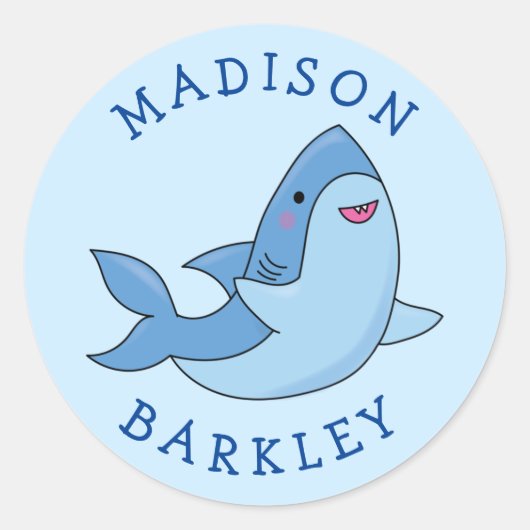 Stikkers van het Kind van de haaiensoort Kawaii En Ronde Sticker (Voorkant)