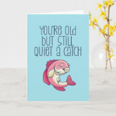 Stil A Catch Cute Vist Pun Funny Birthday Kaart (Gele Bloem)