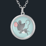 Stil als Cartoon van muizen Cute Animal Zilver Vergulden Ketting<br><div class="desc">Een schattig klein afbeelding van de cartoon tegen een lichtblauwe achtergrond. U kunt de blauwe achtergrond in een andere kleur wijzigen met de achtergrondselecties. Dit is een mooi kindercadeau.</div>