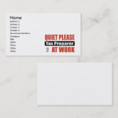 Stil, alsjeblieft belastingparator op het werk visitekaartje (Voorkant / Achterkant)