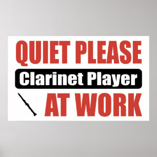 Stil, alsjeblieft Clarinet Player op het werk Poster