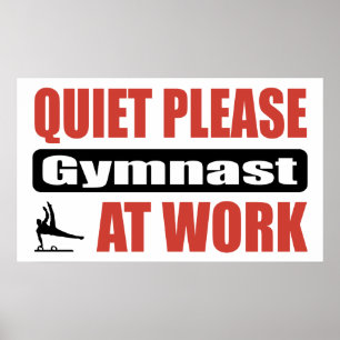 Stil alsjeblieft gymnast op het werk poster