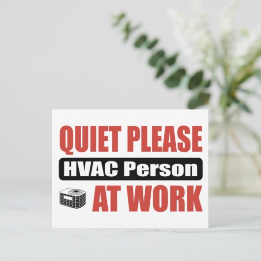 Stil, alsjeblieft: HVAC-persoon op het werk Briefkaart (Staand voorkant)