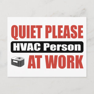 Stil, alsjeblieft: HVAC-persoon op het werk Briefkaart