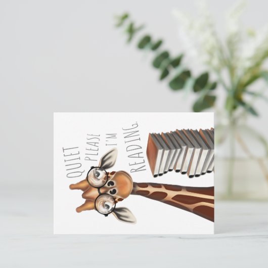 Stil, alsjeblieft, ik lees - Giraffe Briefkaart (Staand voorkant)