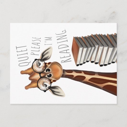 Stil, alsjeblieft, ik lees - Giraffe Briefkaart (Voorkant)