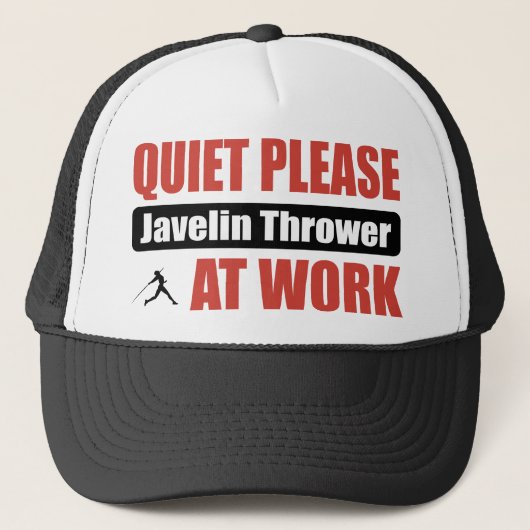 Stil alsjeblieft Javelin Thrower op het werk Trucker Pet (Voorkant)