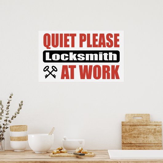 Stil alsjeblieft Locksmith op het werk Poster (Keuken)