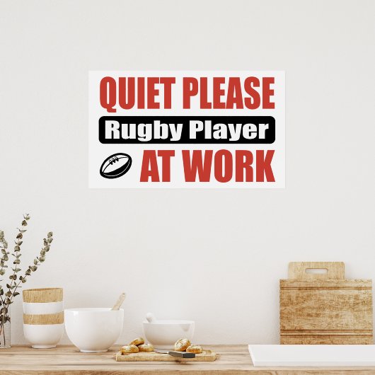 Stil alsjeblieft Rugby Player op Work Poster (Keuken)