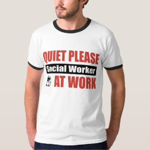 Stil alsjeblieft sociaal werker op het werk t-shirt