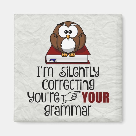 Stil corrigeren van je Grammar Sarcastic Owl Magneet (Voorkant)