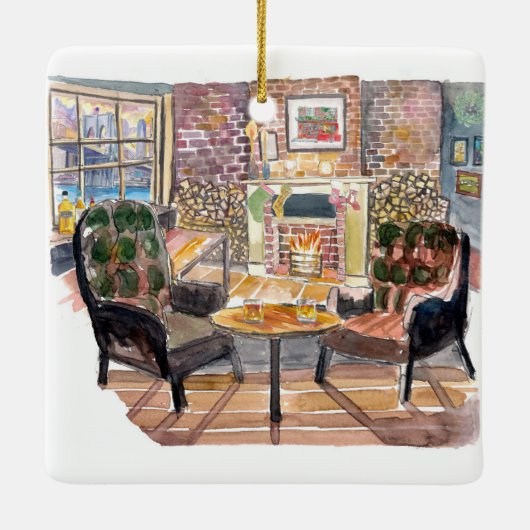 Stil en luie kerstavond in New York Pub Keramisch Ornament (Achterkant)