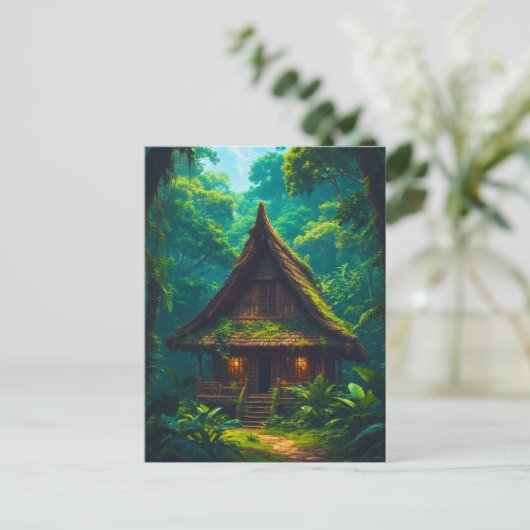 Stil huis in het tropisch bos briefkaart (Staand voorkant)