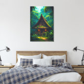 Stil huis in het tropisch bos canvas afdruk (Insitu (Slaapkamer))