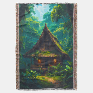 Stil huis in het tropisch bos deken