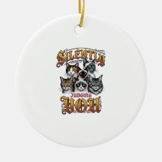 Stil Je Oordelende Vintage Kat Grafische T-Shirt_1 Keramisch Ornament